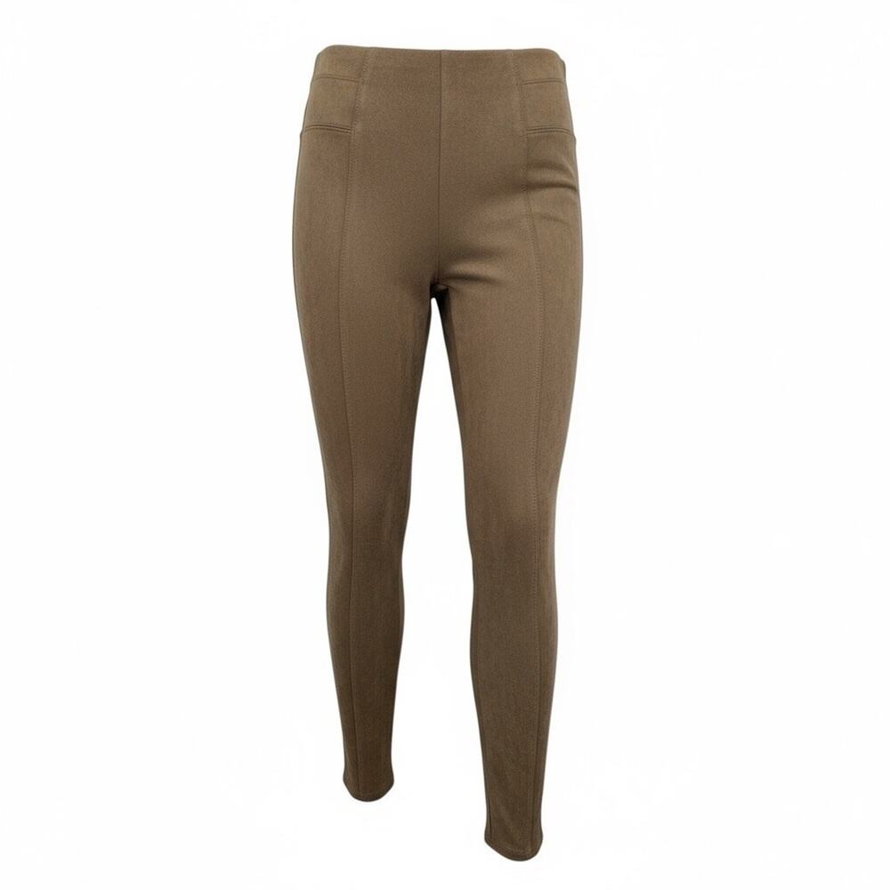 Spanx Legging Pants Women S Brown Faux Suede High Waisted Tummy Control